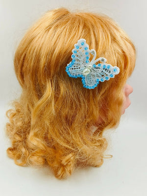 CHOKO Pair of 2 Butterfly Clips for Girls - Blue Kids Hair Accessory - CHK501B