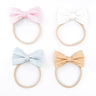 CHOKO Pastel Serenity Hair - Ties - Dreamy Cotton Bows - Set of Three (Pink, White, Blue, Brown) - 235CHK04