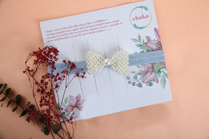 CHOKO Pearl Bow Detailing Headband - Light Blue - CHK042