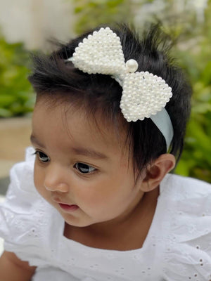 CHOKO Pearl Bow Detailing Headband - Light Blue - CHK042