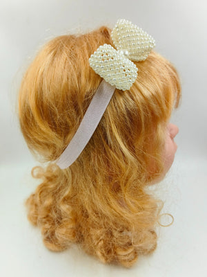 CHOKO Pearl Bow Detailing Stretchable Headband for Babies - Pink - CHK042P