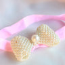 CHOKO Pearl Bow Detailing Stretchable Headband for Babies - Pink - CHK042P