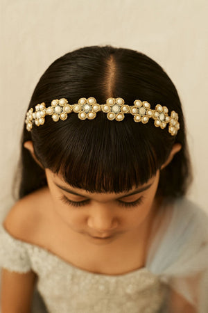 Choko Pearl Floral Embellished Hairband for Girls Elegant Festive and Party Wear - Hair Accessories
