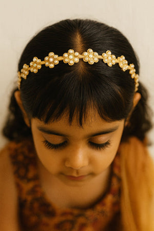 Choko Pearl Floral Embellished Hairband for Girls Elegant Wedding and Party Wear - Hair Accessories