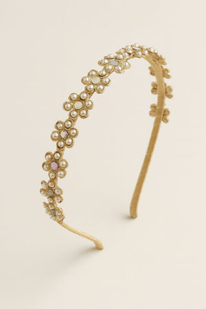 Choko Pearl Floral Embellished Hairband for Girls Elegant Wedding and Party Wear - Hair Accessories