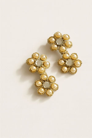 Choko Pearl Floral Headband with Matching Hair Clips Set for Girls Elegant Festive Wear - Hair Accessories