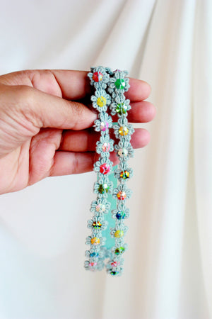 CHOKO Pearl Flower Detailing Headband - Light Blue - CHK015