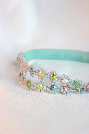 CHOKO Pearl Flower Detailing Headband - Light Blue - CHK015