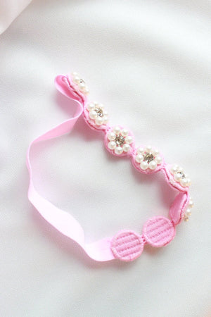 CHOKO Pearl Flower Detailing Headband - Pink - CHK013P