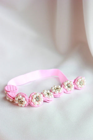 CHOKO Pearl Flower Detailing Headband - Pink - CHK013P