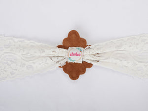 CHOKO - Pearl Net Stretchable Hair Band - Teardrop Pearls - Elegant Pattern - Off - White/Pearly White - CHK274