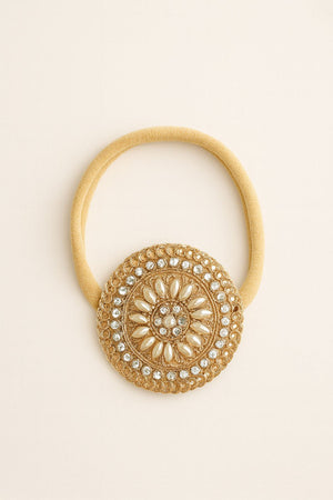 Choko Pearl Stone Motif Gold Head Band for Girls Elegant Traditional Festive Wear Style - Hair Accessories