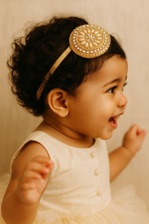 Choko Pearl Stone Motif Gold Head Band for Girls Elegant Traditional Festive Wear Style - Hair Accessories