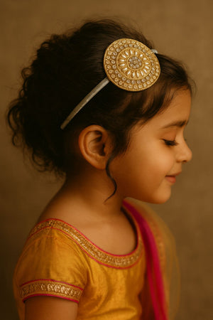Choko Pearl Stone Motif Hairband for Girls Elegant Traditional Festive Wear Style - Hair Accessories