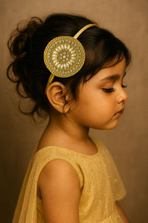Choko Pearl Stone Motif Hairband for Girls Traditional Festive Ethnic Wear Style - Hair Accessories