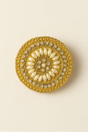 Choko Pearl Stone Round Motif Set of 2 Hair Clips for Girls Traditional Festive Wear - Hair Accessories