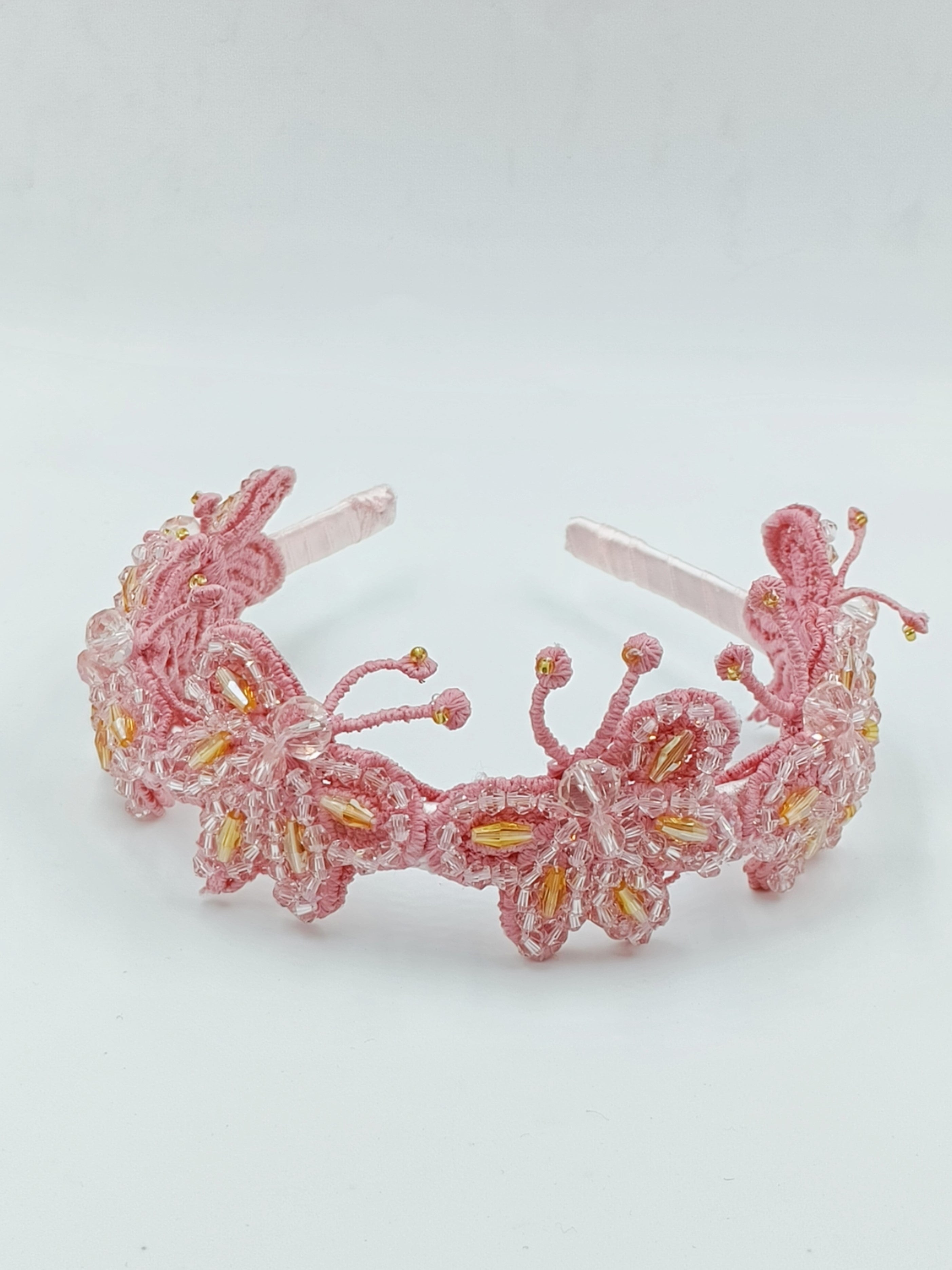 CHOKO Pink Butterfly Beaded Headband for Girls - Choko Kids' Accessory - CHK506