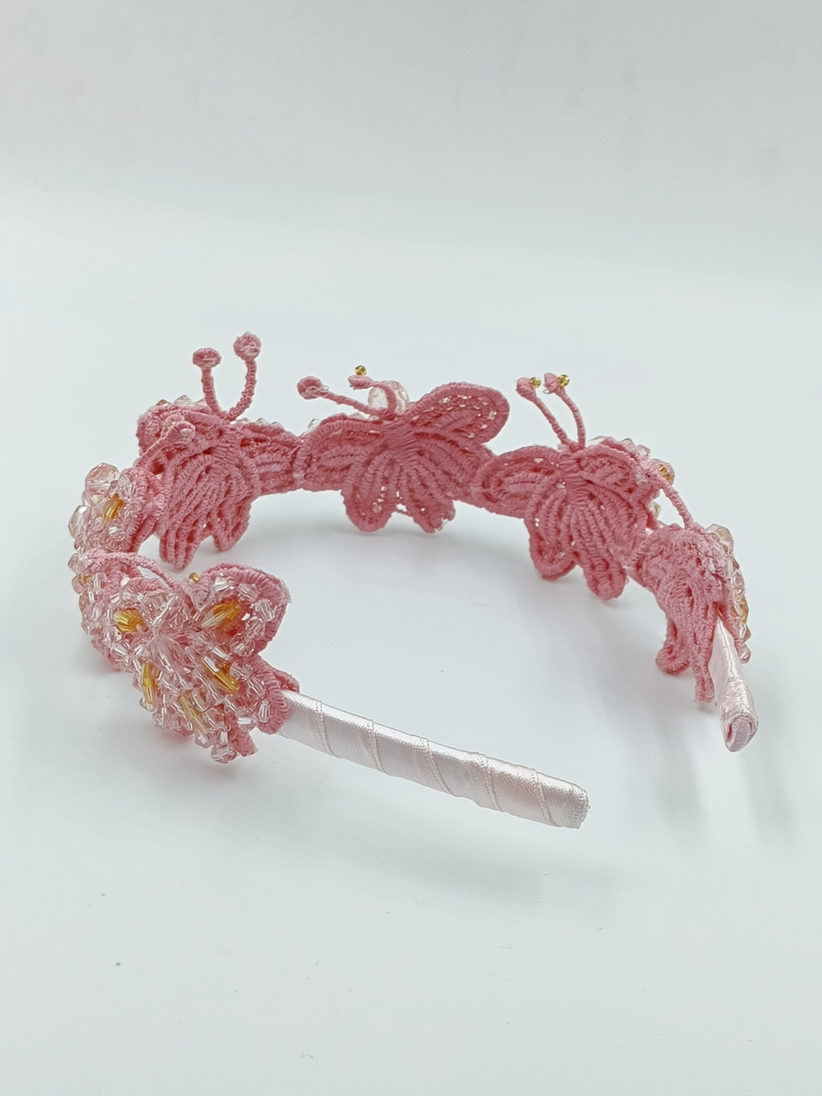CHOKO Pink Butterfly Beaded Headband for Girls - Choko Kids' Accessory - CHK506