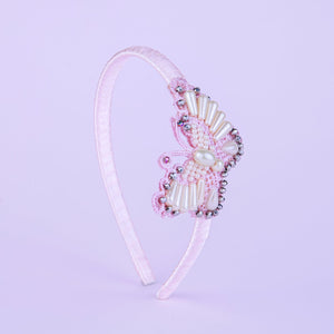 Choko Pink Butterfly - Shaped Hairband with Pearls - CHK504
