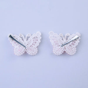 CHOKO Pink Lace Butterfly Clips - CHK501D