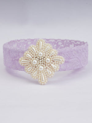 CHOKO - Purple Lace Net Hair Band - Teardrop Pearls - Regal Elegance - Purple - CHK275PU