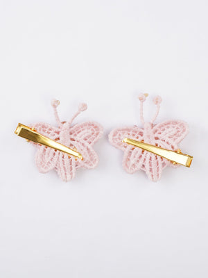 CHOKO Set of 2 Blushing Butterfly Beauty Hairclip Pair - Pink, Peach - 235CHK52