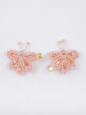 CHOKO Set of 2 Blushing Butterfly Beauty Hairclip Pair - Pink, Peach - 235CHK52