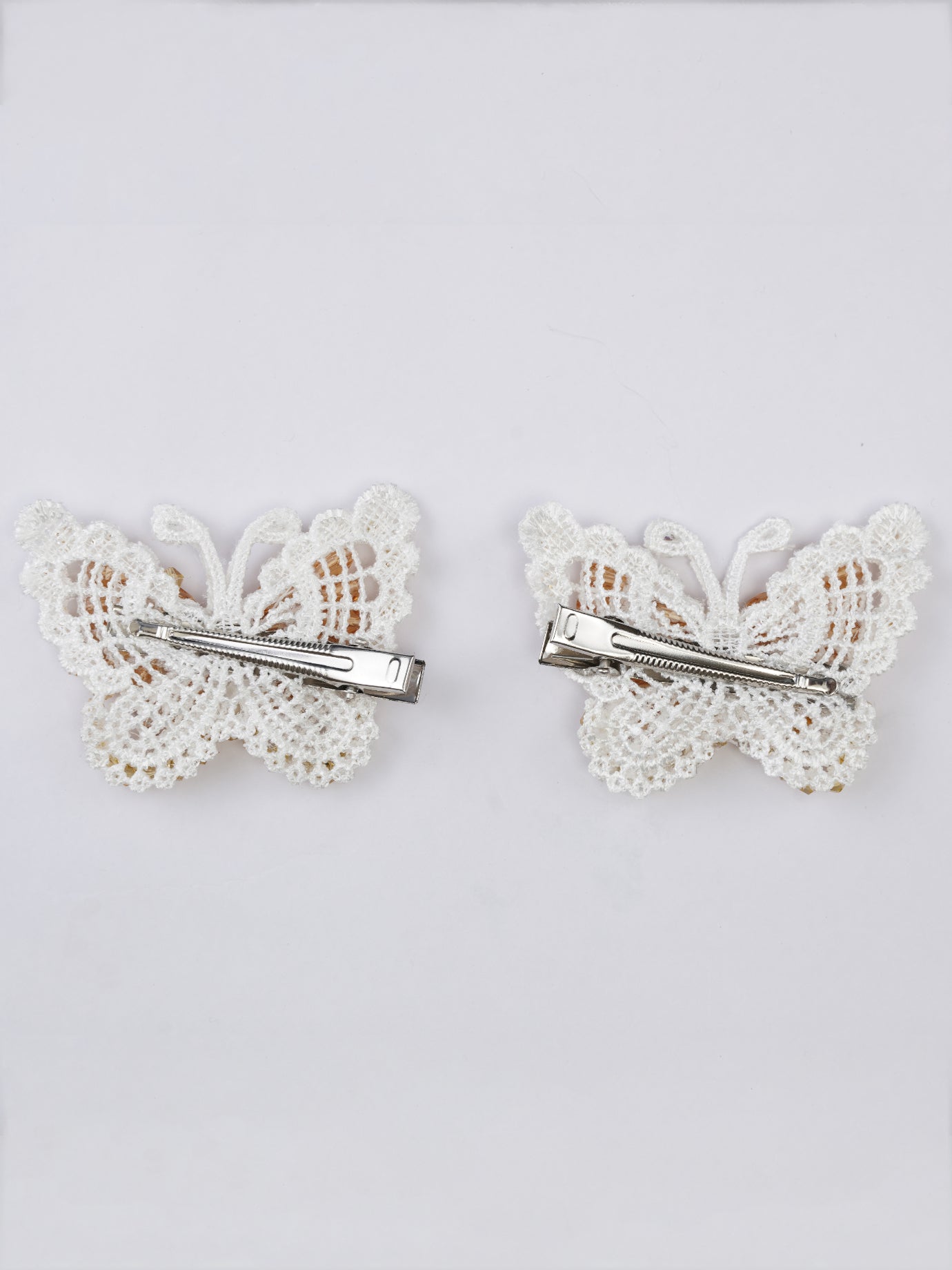 CHOKO Set of 2 Golden Glow Butterfly Duo Clips - Gold, White - 235CHK50