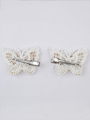 CHOKO Set of 2 Golden Glow Butterfly Duo Clips - Gold, White - 235CHK50