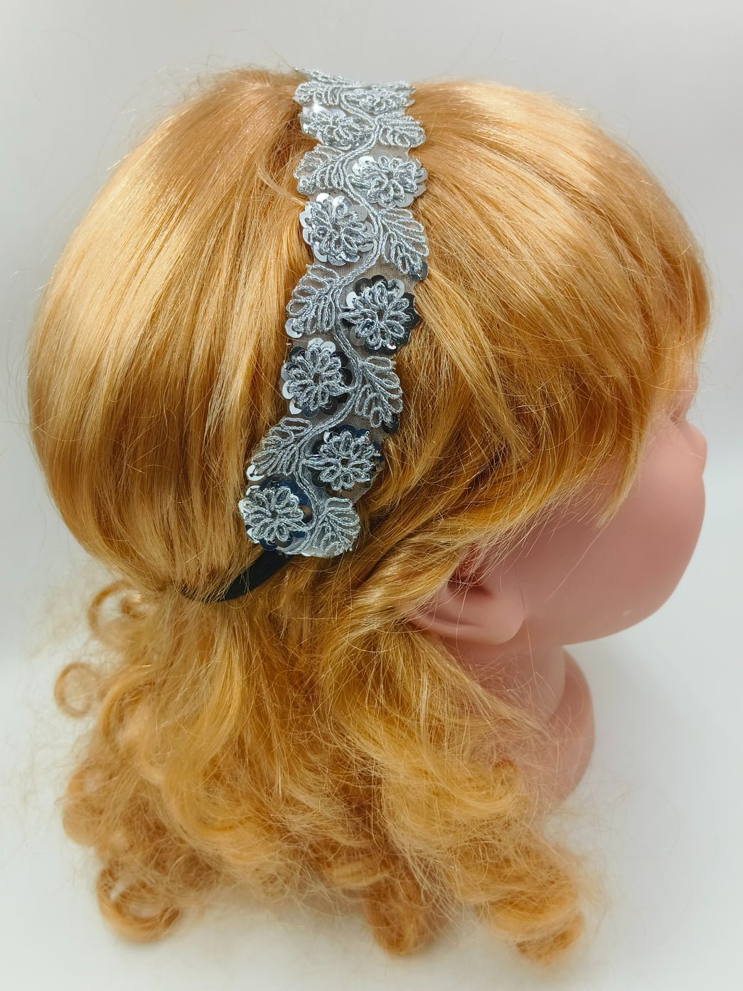 CHOKO - Set of 2 Sequin Flora Stretchable Hair Band for Babies - Silver and Gold - CHK323
