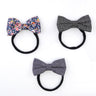 CHOKO Set of 3 Black Nylon Headband with Cotton Bows (Grey and Floral Prints) - 235CHK06