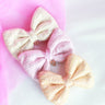 CHOKO Set of 3 Pastel Cotton Bow Hairclips with Heart Charms - CHK302