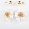 CHOKO Set of 4 Cotton Hairclips - Elegant Floral Blooms - 2 Pairs (White, Gold, Bronze) - 235CHK13