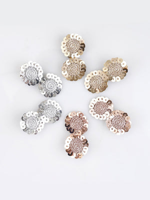 CHOKO Set of 6 Alligator Sequin Hairclips - Sparkling Circles - Gold, Silver - 235CHK12