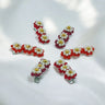 CHOKO Set of 6 - Flowery Cotton and Pearl Hairclip Set - 3 Pairs - 235CHK63