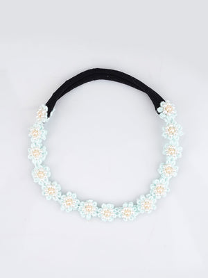 CHOKO Soft Blue Floral Beaded Hair Band - Graceful Blooms - 235CHK21