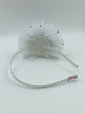 CHOKO Tulle Sequin Big Flower Hair Band - White - CHK007W