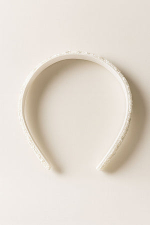 Choko White Beaded Embellished Hair Band for Girls with Soft Padded Base for Party Wear - Hair Accessories