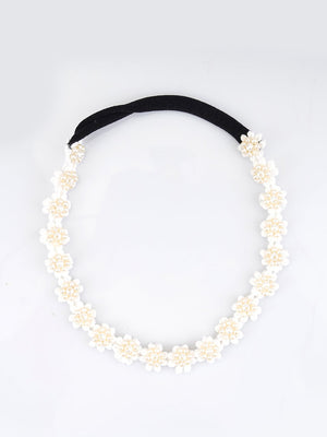 CHOKO White Floral Beaded Hair Band - Pearl Blossom - 235CHK23
