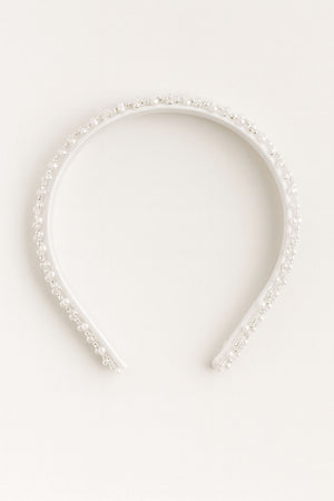 Choko White Pearl Embellished Hair Band for Girls with Soft Base for Party & Festive Wear - Hair Accessories