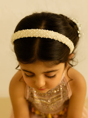 Choko White Pearl Hair Band - Chic Festive Glam | The Mom Store - Hair accessories