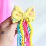CHOKO Yellow Embellished Bow Hairtie with Pompoms - CHK301