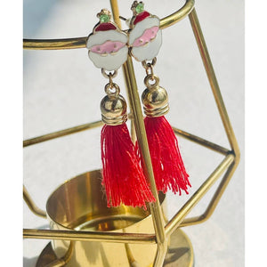 Christmas earrings accessories party wear, Red Flowy hanging Santa Claus - Little Surprise BoxChristmas earrings accessories party wear, Red Flowy hanging Santa Claus