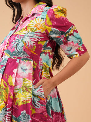 Chromatic Grace Maternity and Nursing Dress - S Maternity Casual Dress
