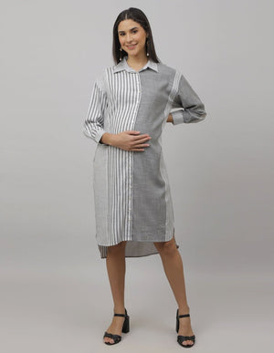 Chrome Pearl Maternity and Nursing Oversized Shirt Dress - DRS-SK-GWST-S
