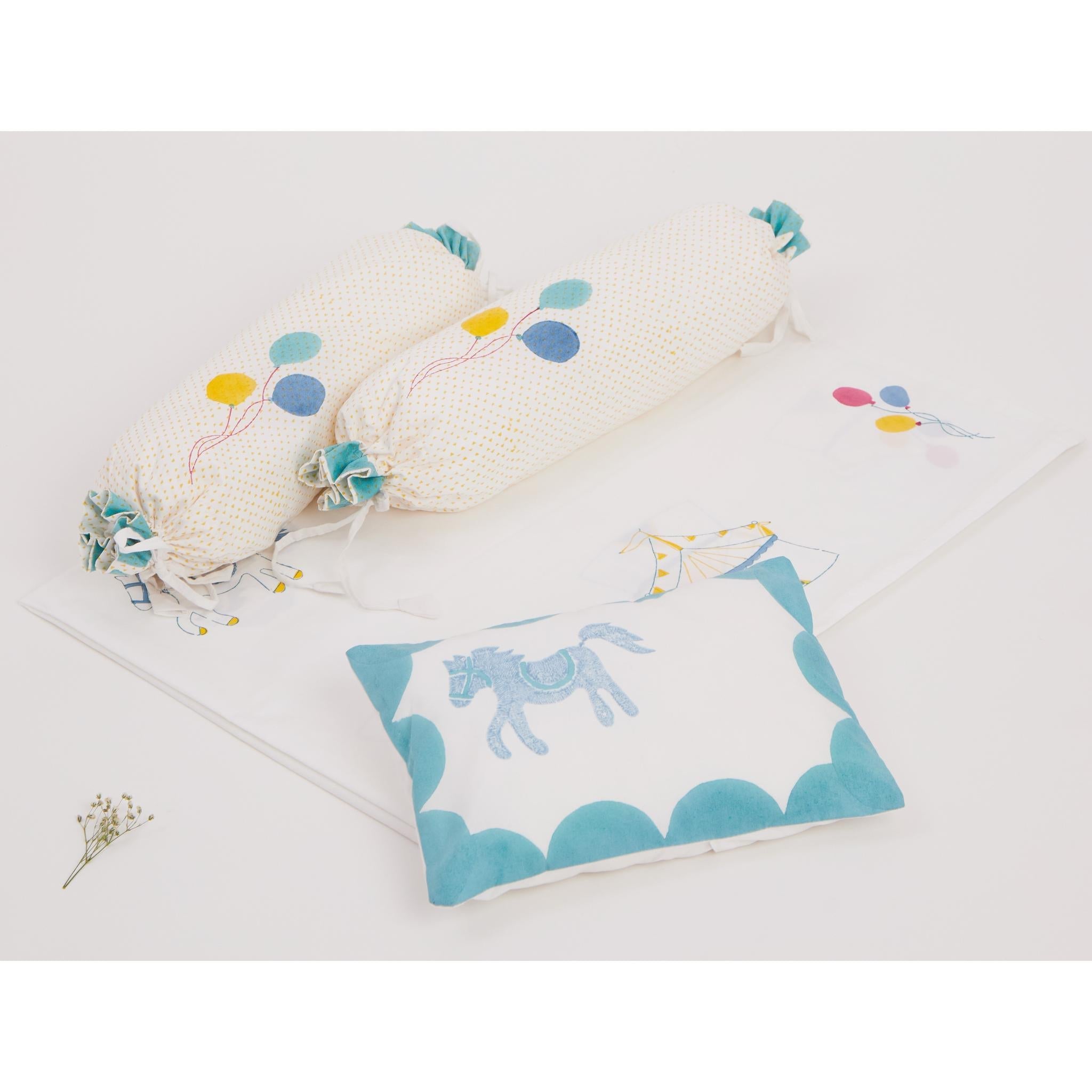 Circus Theme Colourful Cot set - Teal. - MSY - CSB - 001E - Teal