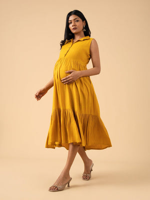 Citrus Bloom Maternity and Nursing Dress - S Maternity Casual Dress
