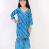 Classic Blue Lehariya Girls Anarkali Sharara Set - SS-CGLKS-0-6