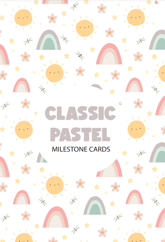 Classic Pastel Theme Milestone Cards - (Pack of 25) - Rectangular Baby Milestone Cards