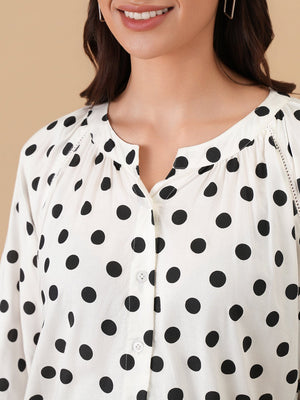 Classic Polka Maternity and Nursing Top - S Maternity and Nursing Tops